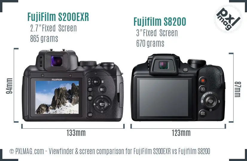 FujiFilm S200EXR vs Fujifilm S8200 Screen and Viewfinder comparison FujiFilm S200EXR vs Fujifilm S8200 Screen and Viewfinder comparison