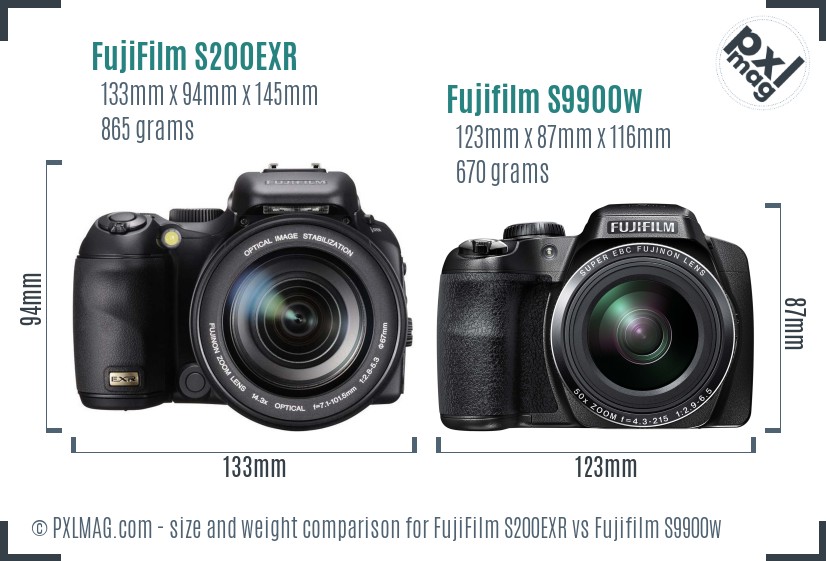 FujiFilm S200EXR vs Fujifilm S9900w size comparison FujiFilm S200EXR vs Fujifilm S9900w size comparison
