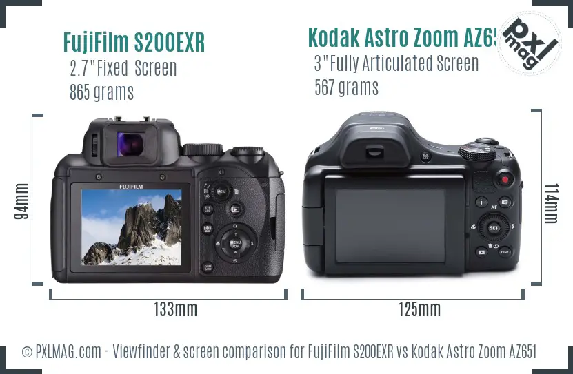 FujiFilm S200EXR vs Kodak Astro Zoom AZ651 Screen and Viewfinder comparison FujiFilm S200EXR vs Kodak Astro Zoom AZ651 Screen and Viewfinder comparison