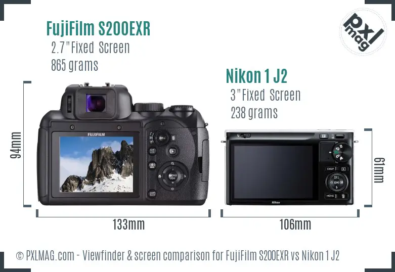 FujiFilm S200EXR vs Nikon 1 J2 Screen and Viewfinder comparison