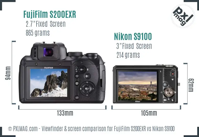 FujiFilm S200EXR vs Nikon S9100 Screen and Viewfinder comparison FujiFilm S200EXR vs Nikon S9100 Screen and Viewfinder comparison