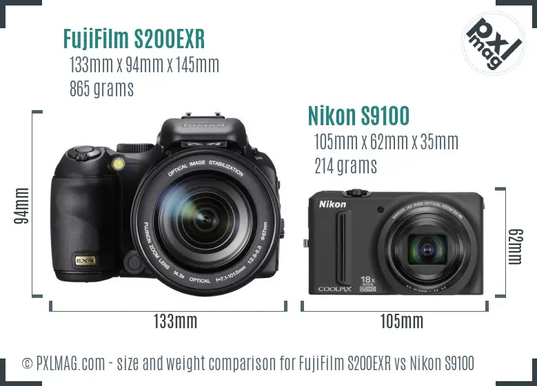 FujiFilm S200EXR vs Nikon S9100 size comparison FujiFilm S200EXR vs Nikon S9100 size comparison