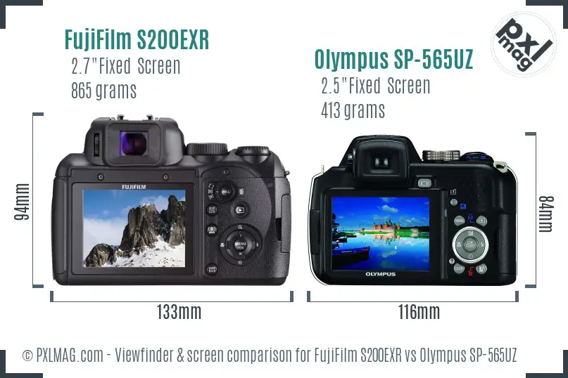 FujiFilm S200EXR vs Olympus SP-565UZ Screen and Viewfinder comparison FujiFilm S200EXR vs Olympus SP-565UZ Screen and Viewfinder comparison