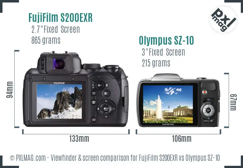 FujiFilm S200EXR vs Olympus SZ-10 Screen and Viewfinder comparison