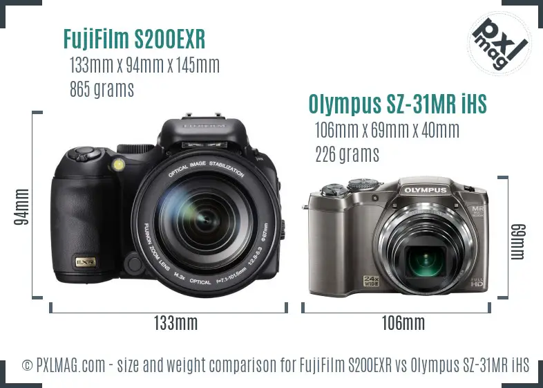 FujiFilm S200EXR vs Olympus SZ-31MR iHS size comparison