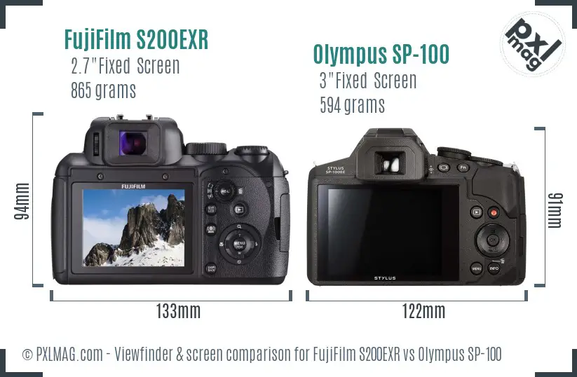FujiFilm S200EXR vs Olympus SP-100 Screen and Viewfinder comparison FujiFilm S200EXR vs Olympus SP-100 Screen and Viewfinder comparison