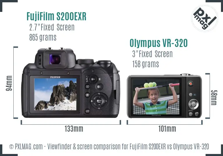 FujiFilm S200EXR vs Olympus VR-320 Screen and Viewfinder comparison