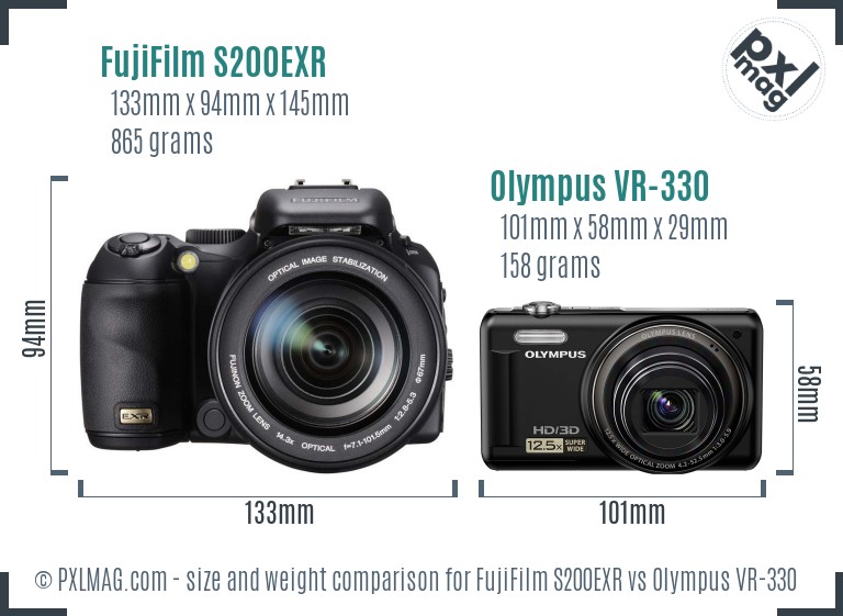 FujiFilm S200EXR vs Olympus VR-330 size comparison FujiFilm S200EXR vs Olympus VR-330 size comparison