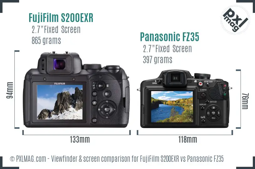 FujiFilm S200EXR vs Panasonic FZ35 Screen and Viewfinder comparison FujiFilm S200EXR vs Panasonic FZ35 Screen and Viewfinder comparison
