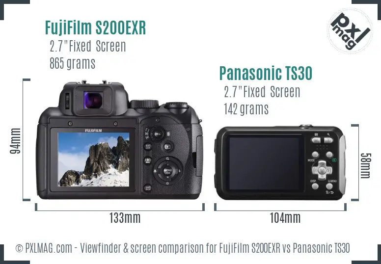 FujiFilm S200EXR vs Panasonic TS30 Screen and Viewfinder comparison
