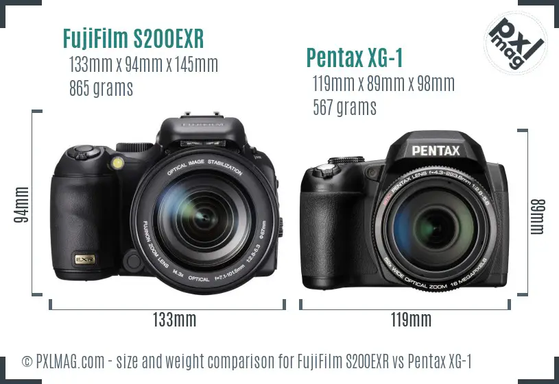 FujiFilm S200EXR vs Pentax XG-1 size comparison FujiFilm S200EXR vs Pentax XG-1 size comparison