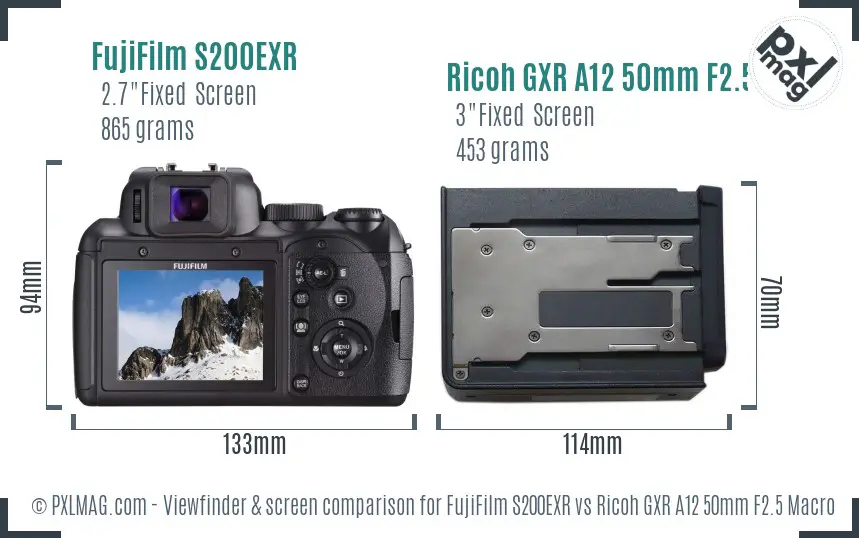 FujiFilm S200EXR vs Ricoh GXR A12 50mm F2.5 Macro Screen and Viewfinder comparison FujiFilm S200EXR vs Ricoh GXR A12 50mm F2.5 Macro Screen and Viewfinder comparison