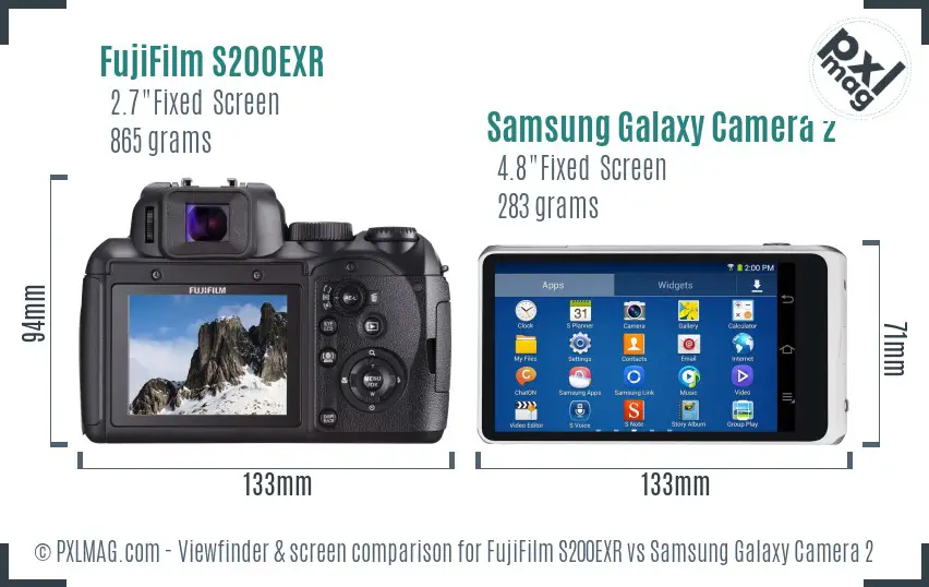 FujiFilm S200EXR vs Samsung Galaxy Camera 2 Screen and Viewfinder comparison