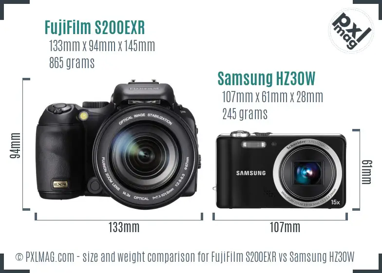 FujiFilm S200EXR vs Samsung HZ30W size comparison FujiFilm S200EXR vs Samsung HZ30W size comparison