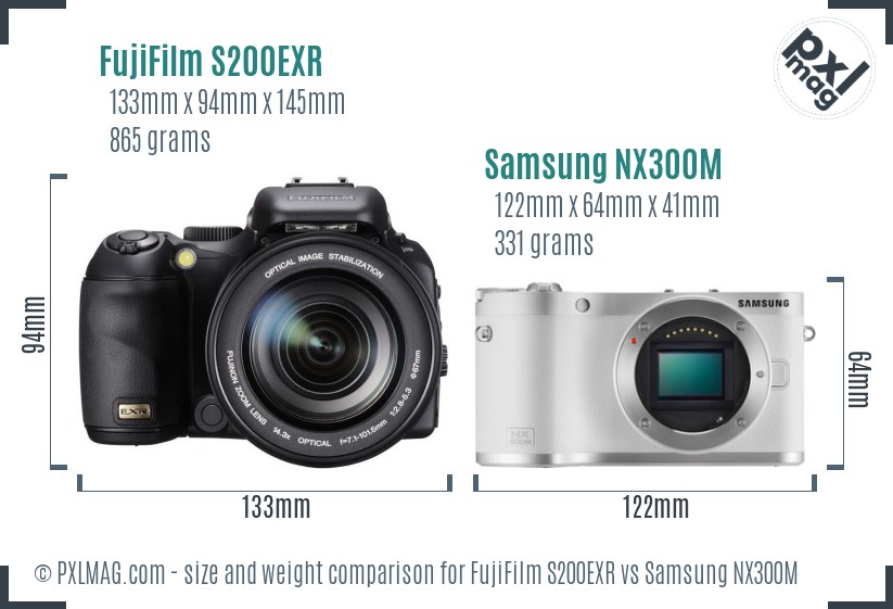 FujiFilm S200EXR vs Samsung NX300M size comparison