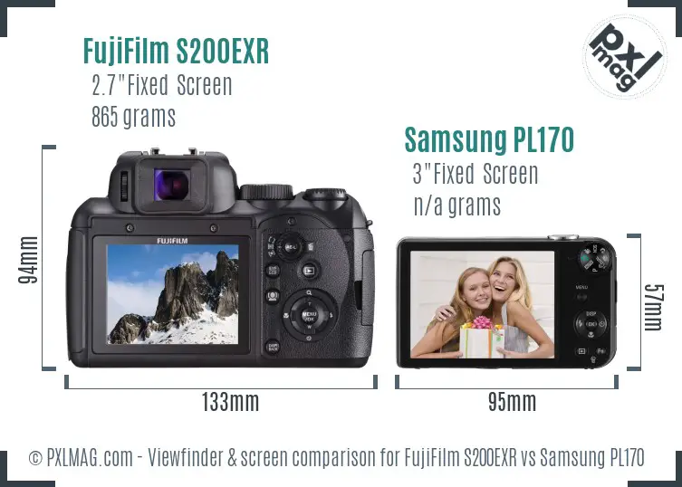 FujiFilm S200EXR vs Samsung PL170 Screen and Viewfinder comparison FujiFilm S200EXR vs Samsung PL170 Screen and Viewfinder comparison