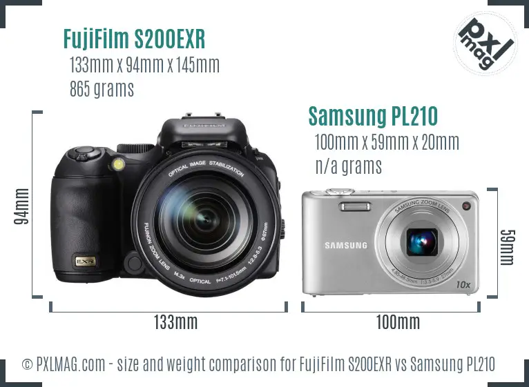 FujiFilm S200EXR vs Samsung PL210 size comparison FujiFilm S200EXR vs Samsung PL210 size comparison