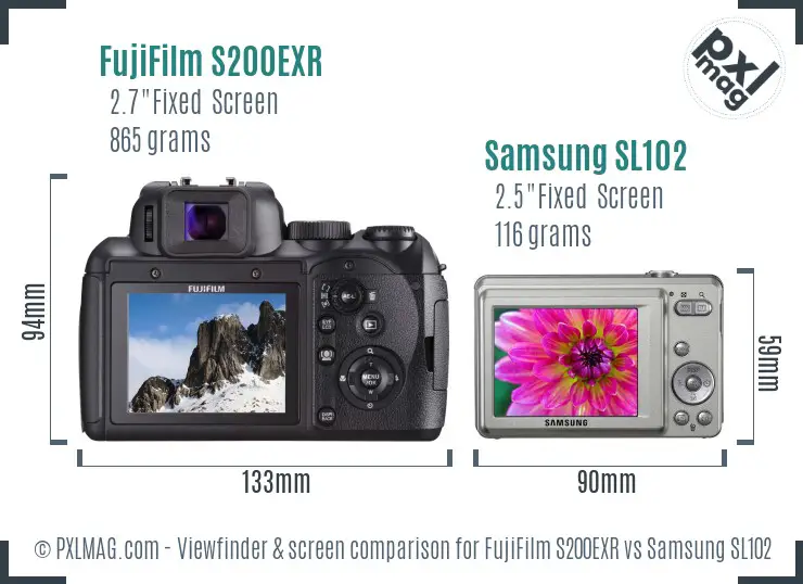 FujiFilm S200EXR vs Samsung SL102 Screen and Viewfinder comparison FujiFilm S200EXR vs Samsung SL102 Screen and Viewfinder comparison