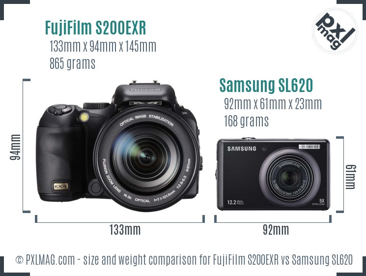 FujiFilm S200EXR vs Samsung SL620 size comparison FujiFilm S200EXR vs Samsung SL620 size comparison