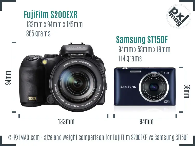 FujiFilm S200EXR vs Samsung ST150F size comparison