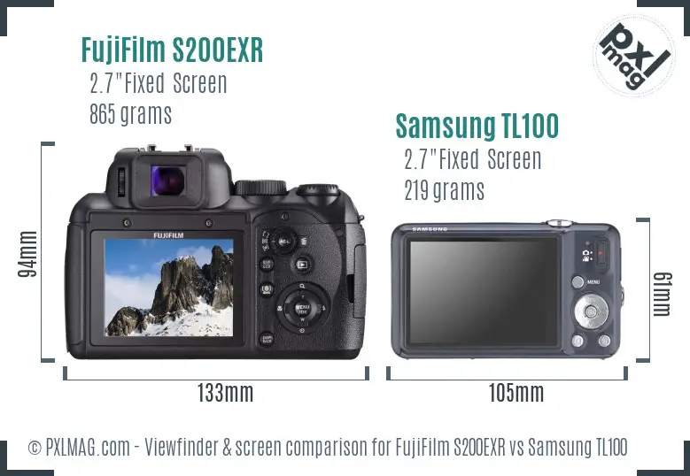 FujiFilm S200EXR vs Samsung TL100 Screen and Viewfinder comparison FujiFilm S200EXR vs Samsung TL100 Screen and Viewfinder comparison