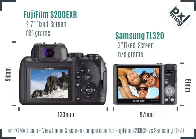 FujiFilm S200EXR vs Samsung TL320 Screen and Viewfinder comparison FujiFilm S200EXR vs Samsung TL320 Screen and Viewfinder comparison