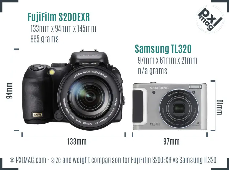 FujiFilm S200EXR vs Samsung TL320 size comparison FujiFilm S200EXR vs Samsung TL320 size comparison