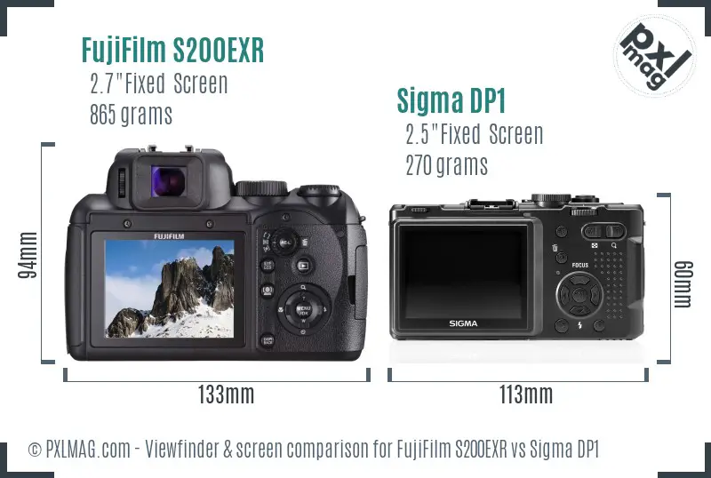 FujiFilm S200EXR vs Sigma DP1 Screen and Viewfinder comparison FujiFilm S200EXR vs Sigma DP1 Screen and Viewfinder comparison
