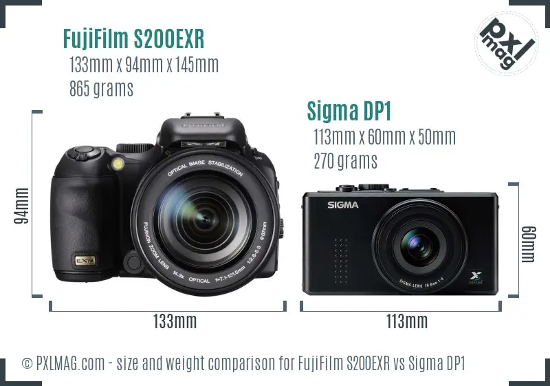 FujiFilm S200EXR vs Sigma DP1 size comparison FujiFilm S200EXR vs Sigma DP1 size comparison