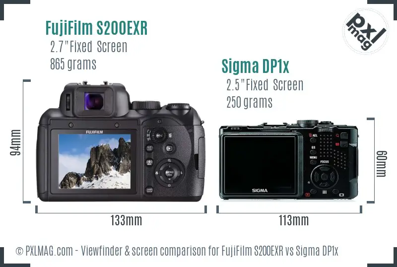 FujiFilm S200EXR vs Sigma DP1x Screen and Viewfinder comparison