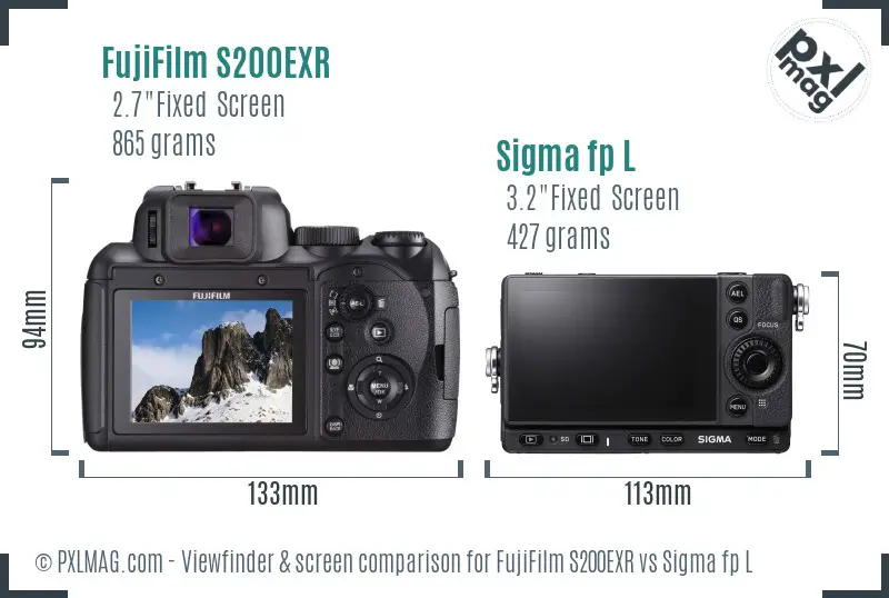 FujiFilm S200EXR vs Sigma fp L Screen and Viewfinder comparison