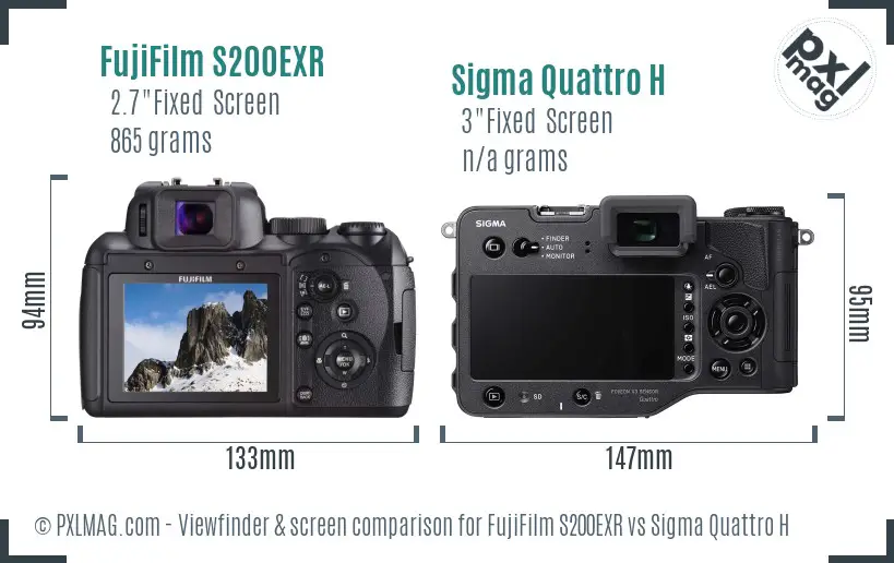 FujiFilm S200EXR vs Sigma Quattro H Screen and Viewfinder comparison FujiFilm S200EXR vs Sigma Quattro H Screen and Viewfinder comparison