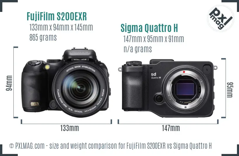 FujiFilm S200EXR vs Sigma Quattro H size comparison FujiFilm S200EXR vs Sigma Quattro H size comparison