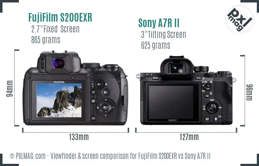FujiFilm S200EXR vs Sony A7R II Screen and Viewfinder comparison FujiFilm S200EXR vs Sony A7R II Screen and Viewfinder comparison