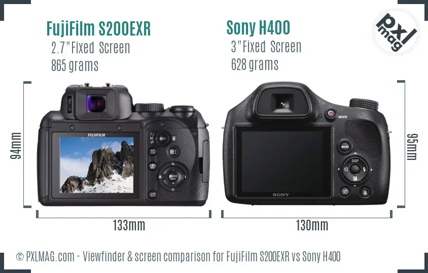 FujiFilm S200EXR vs Sony H400 Screen and Viewfinder comparison FujiFilm S200EXR vs Sony H400 Screen and Viewfinder comparison
