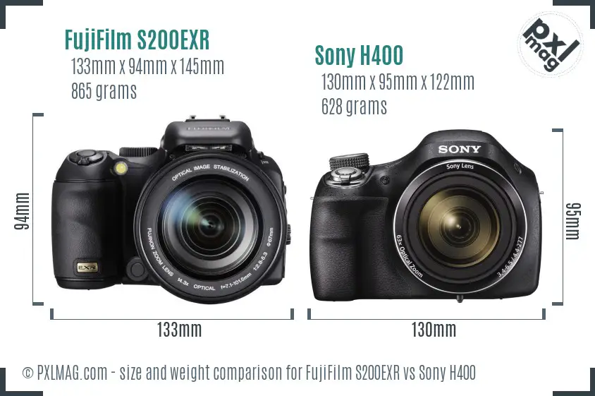 FujiFilm S200EXR vs Sony H400 size comparison FujiFilm S200EXR vs Sony H400 size comparison