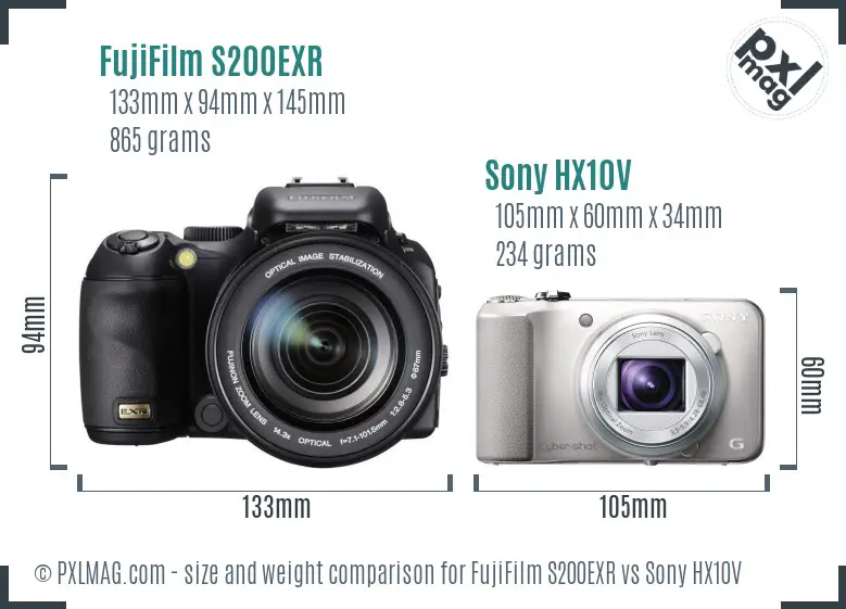 FujiFilm S200EXR vs Sony HX10V size comparison FujiFilm S200EXR vs Sony HX10V size comparison