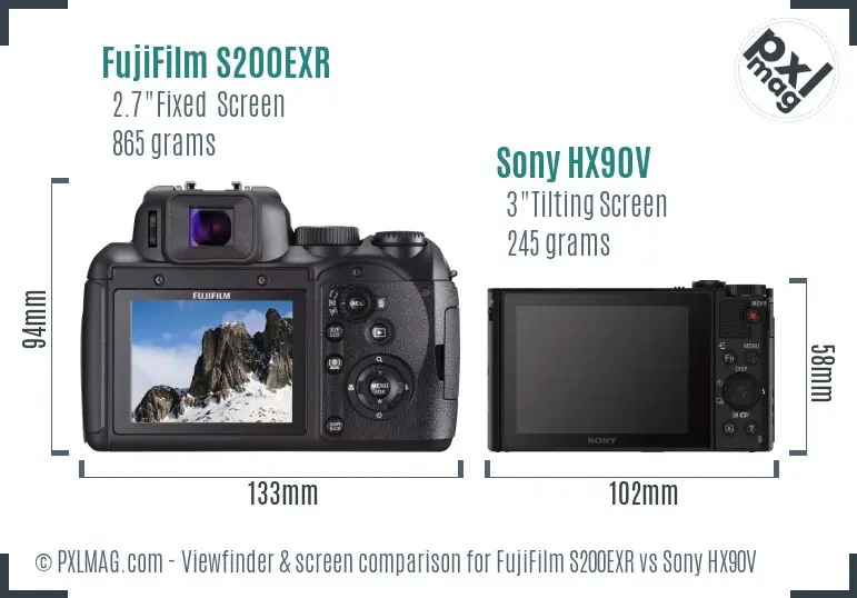 FujiFilm S200EXR vs Sony HX90V Screen and Viewfinder comparison FujiFilm S200EXR vs Sony HX90V Screen and Viewfinder comparison