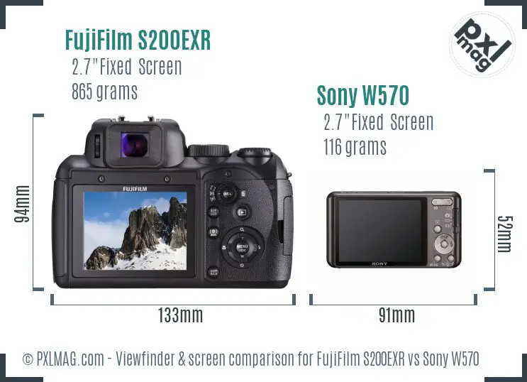 FujiFilm S200EXR vs Sony W570 Screen and Viewfinder comparison FujiFilm S200EXR vs Sony W570 Screen and Viewfinder comparison