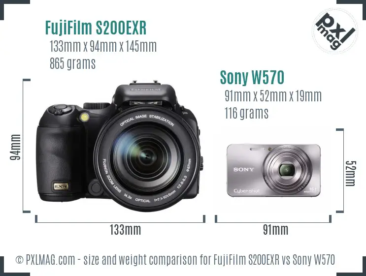 FujiFilm S200EXR vs Sony W570 size comparison FujiFilm S200EXR vs Sony W570 size comparison