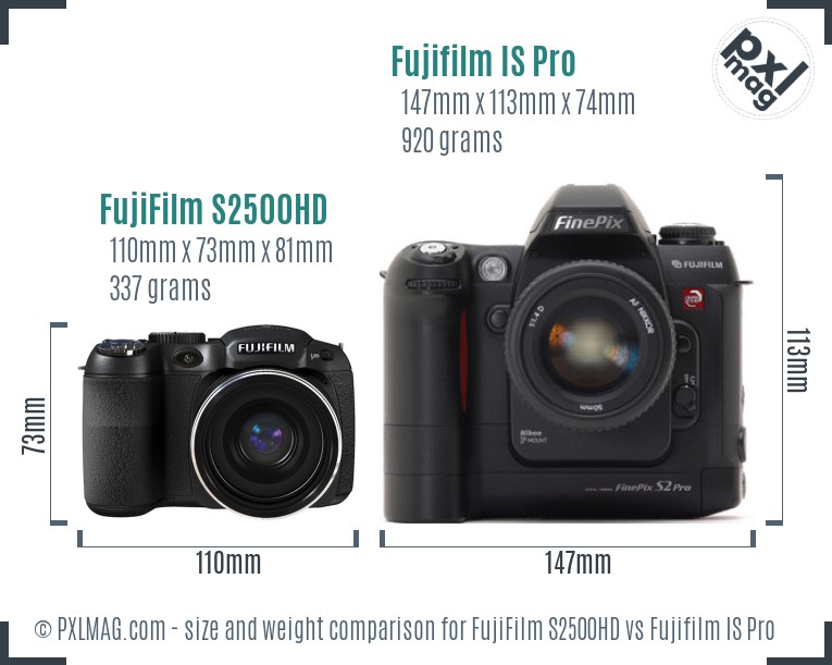 FujiFilm S2500HD vs Fujifilm IS Pro size comparison FujiFilm S2500HD vs Fujifilm IS Pro size comparison