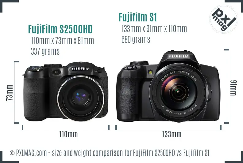 FujiFilm S2500HD vs Fujifilm S1 size comparison