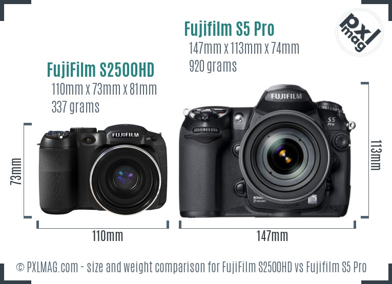 FujiFilm S2500HD vs Fujifilm S5 Pro size comparison FujiFilm S2500HD vs Fujifilm S5 Pro size comparison