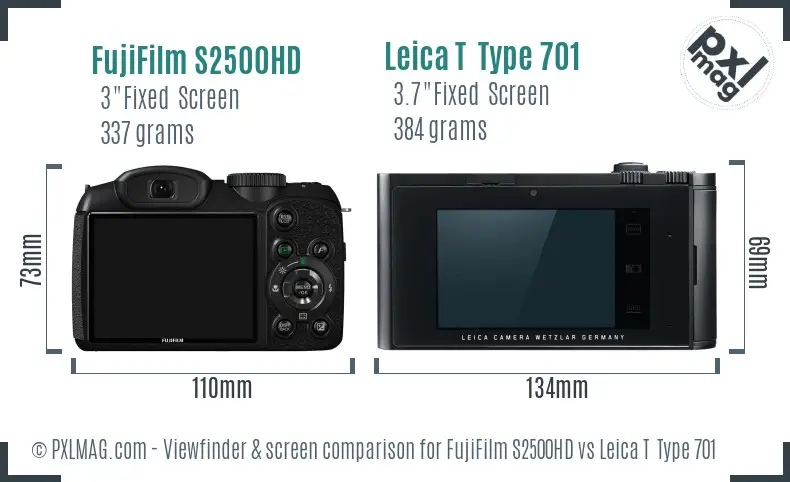 FujiFilm S2500HD vs Leica T  Type 701 Screen and Viewfinder comparison