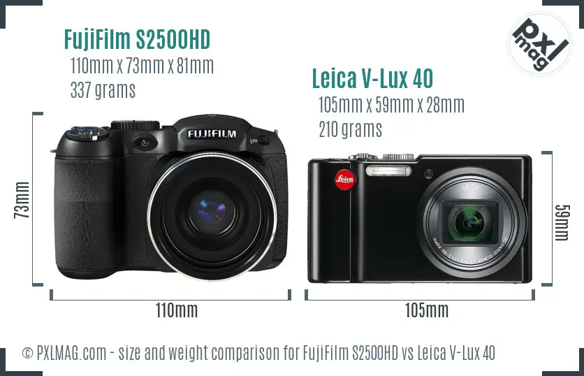 FujiFilm S2500HD vs Leica V-Lux 40 size comparison