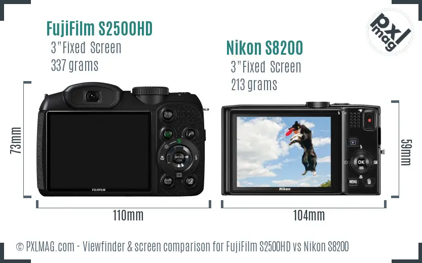 FujiFilm S2500HD vs Nikon S8200 Screen and Viewfinder comparison FujiFilm S2500HD vs Nikon S8200 Screen and Viewfinder comparison