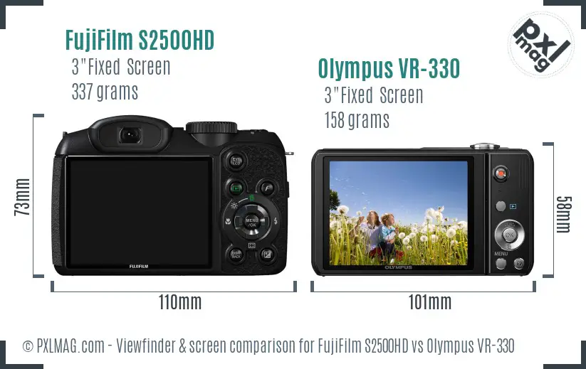 FujiFilm S2500HD vs Olympus VR-330 Screen and Viewfinder comparison FujiFilm S2500HD vs Olympus VR-330 Screen and Viewfinder comparison