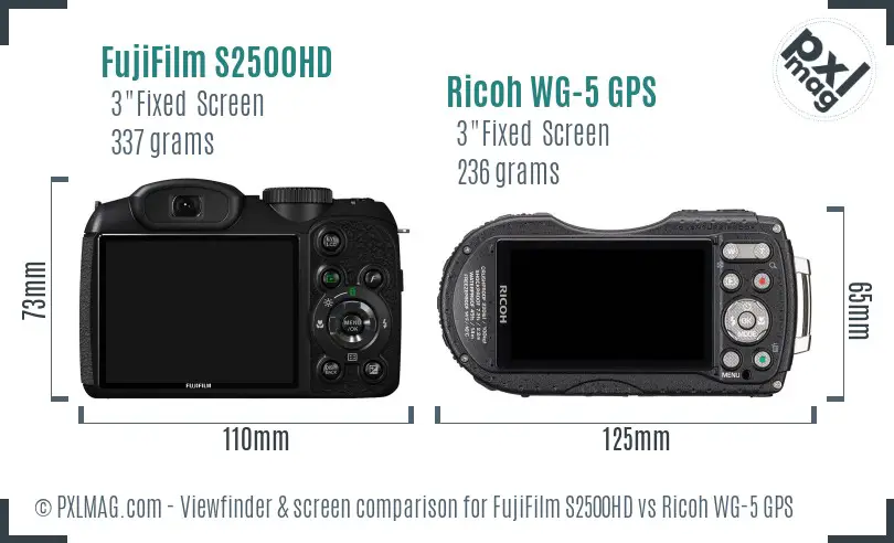 FujiFilm S2500HD vs Ricoh WG-5 GPS Screen and Viewfinder comparison FujiFilm S2500HD vs Ricoh WG-5 GPS Screen and Viewfinder comparison