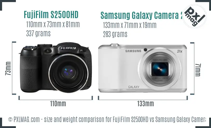 FujiFilm S2500HD vs Samsung Galaxy Camera 2 size comparison