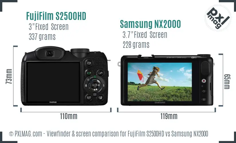 FujiFilm S2500HD vs Samsung NX2000 Screen and Viewfinder comparison FujiFilm S2500HD vs Samsung NX2000 Screen and Viewfinder comparison